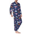 thumbnail image 2 of Naloa Dinosaur Men’s Pajamas Set - Long Sleeve Button Down Sleep Shirt and Pajama Bottoms Sleepwear Set-Small, 2 of 7