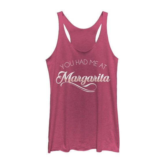 Women's CHIN UP Had Me at Margarita  Racerback Tank Top Pink Heather Small