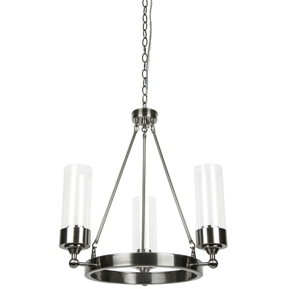 F17113-57-Sunset Lighting-Esquire - 3 Light Chandelier   Antique Gunmetal Finish with Clear Glass