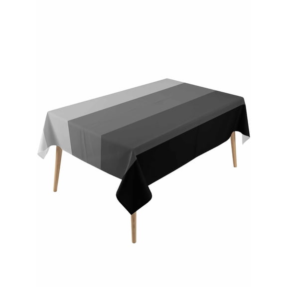 Black Grey Ombre Rectangle Tablecloth, Modern Abstract Art Farmhouse Striped Waterproof & StainResistant Tablecloth, Washable Oil-proof Table Cover for Dining/Party/Wedding/Camping/Buffet 60x120 In