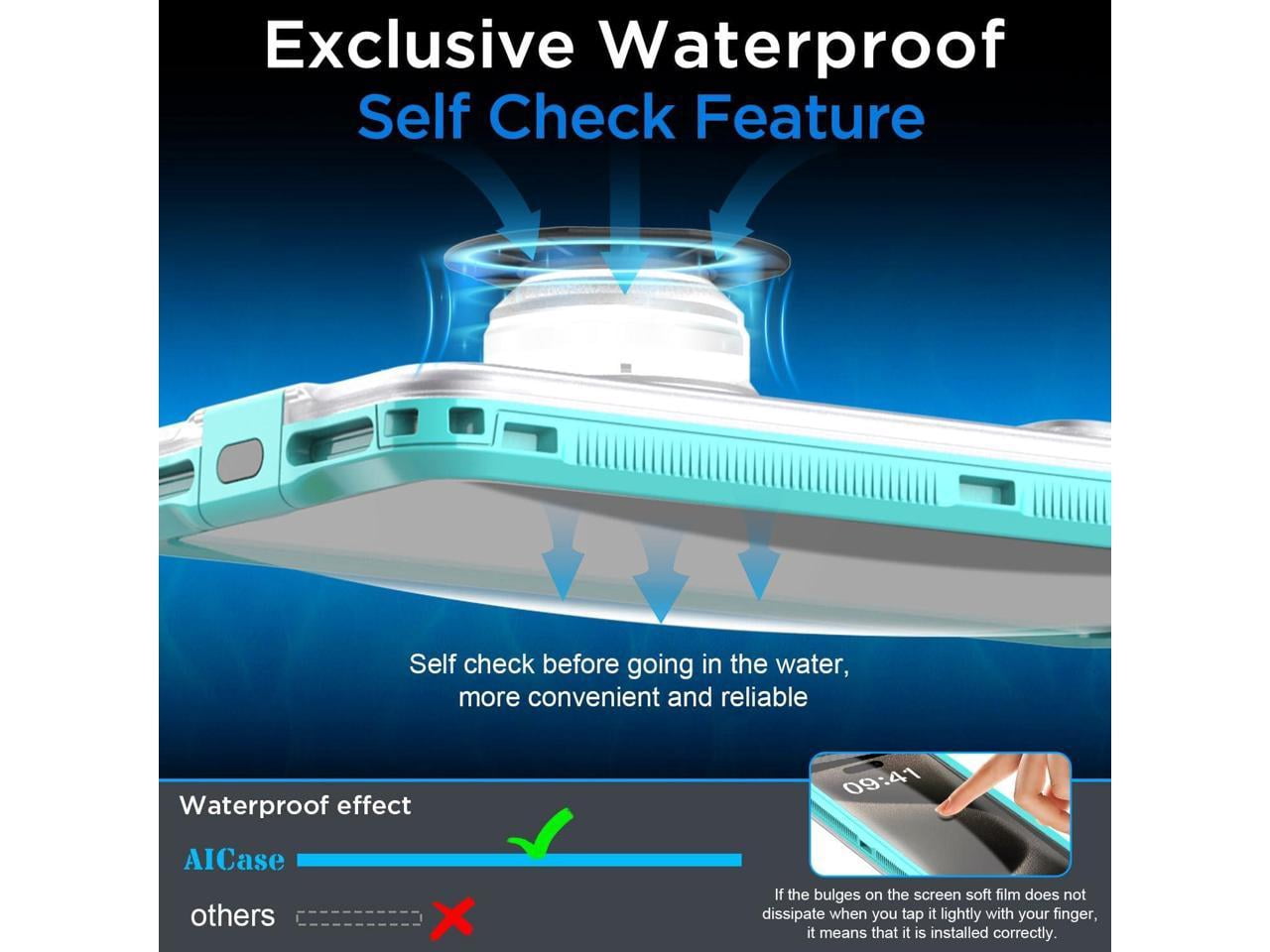 Waterproof Phone Case, Universal Self-Check Function Underwater Pouch Dry Bag Beach Travel Essentials Tech Gadgets for iPhone 15 14 13 11 12/Samsung S24/LG,Google/Xiaomi/Motorola