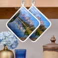 thumbnail image 2 of Blue Green Mountain Pot Holders for Kitchen Heatproof Potholder, 5 Pack Pastoral Modern Art Forest Hot Pads Multipurpose Oven Pads Cloth Potholders Trivet for Cooking Baking, 2 of 8