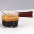 thumbnail image 3 of Vaso medidor de vidrio para espresso, 3 unidades, 75 ml, jarra triple, boquillas individuales y mango de madera, 3 of 6