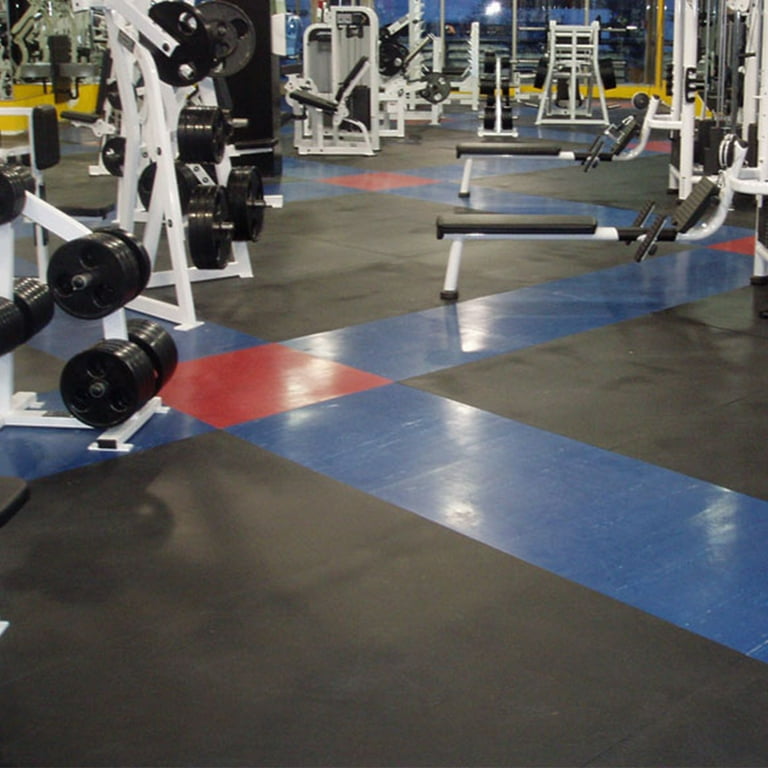 Flooringinc Premium 3/8 inch Thick Rubber Gym Flooring & Equipment Mats, 4ft x 6ft, Blue