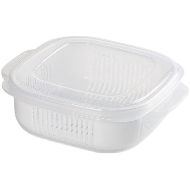 Bwiyojiz 5.9"Lx5.11"Wx1.96"H Drainage Bento Box Fruit Container,Food with Function, Which Can Be Heated Microwave Oven Home, Plastic, Gifts for Friend