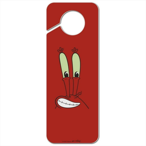 SpongeBob Mr. Krabs Face Plastic Door Knob Hanger Sign