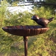 thumbnail image 4 of Scallop Shell Garden Stake, Bird Feeder, Cast Iron, 3 Feet 2 1/2 Inches Tall, Rustic Garden Decoration, 4 of 6