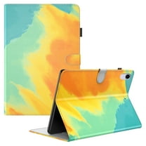 Allytech Colorful PU Leather Case for iPad Mini 6 (2021), iPad Mini 6th Gen 2021 Case with Pen Holder, Soft TPU Back Shell Anti-Slip Stand Card Slots Magnetic Closure Protective Cover, Yellow Green