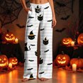 thumbnail image 5 of Edvintorg Wide Leg Pants Woman Halloween Printed Elastic Waisted Loose Casual Trouser with Drawstring Fashion Clothing Women White S-2XL, 5 of 8