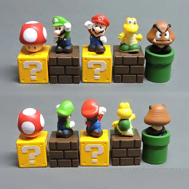 5 piezas/lote Super Mario juego de decoración creativa Mario Bros figuras de acción de PVC juguetes Super Mushroom Mini figuras juguetes para niños regalos