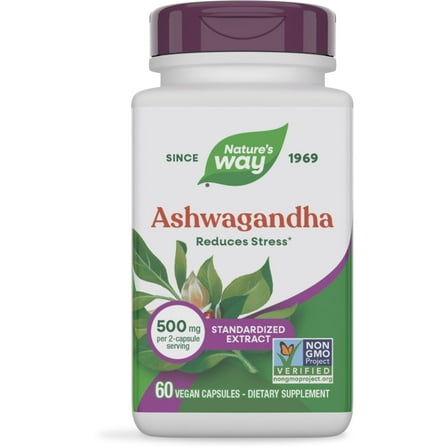 Nature's Way Ashwagandha Capsules, Premium Extract, Reduces Stress*, Adaptogenic*, Unisex, 60ct