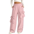 thumbnail image 3 of Generic Girl's Y2K Bowknot Track Pants Elastic Waist Baggy Straight Wide Leg Baggy Trousers Sports Wear Tween Cute Street Dance Pant, 3 of 9