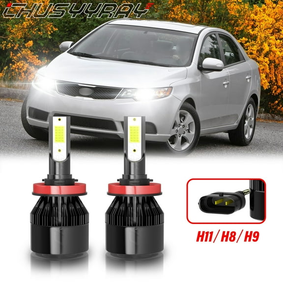 For Kia Forte 2010-2016 H11/H8/H9 LED Headlight Low Beam Bulbs Combo Kit 6000K White Super Bright 2Pcs