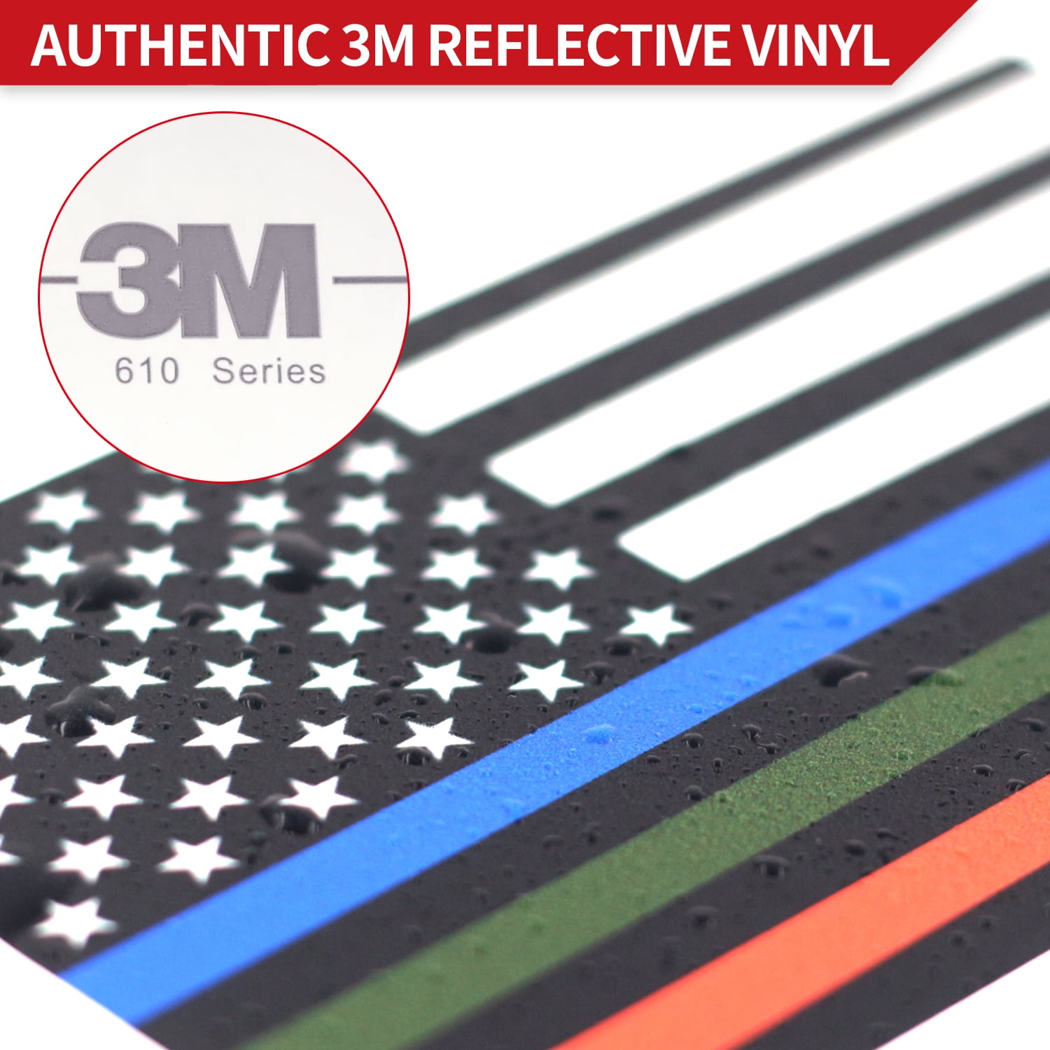 Blue Green and Red Reflective Stripe American Flag Car Stickers Support Police Military and Fire Officers 3 Pack Anley 5 X 3 inch Thin Line US Flag Decal