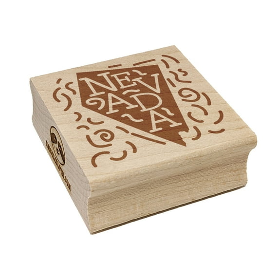 Nevada State with Text Swirls Square Rubber Stamp Stamping Scrapbooking Crafting - Small 1.25in
