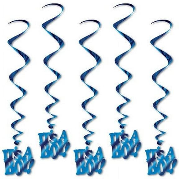 Party Central Club Pack of 30 Blue 'It's a Boy' New Baby Spiral Whirls 36"