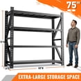 thumbnail image 5 of IKIMI 69"H 4-Tier Metal Heavy Duty Garage Shelving, 3000Lbs Adjustable Garage Storage Shelves Storage Racks for Home, Garage, Basement, Warehouse, 69"H x 74.8"W x 23.6"D, 5 of 8