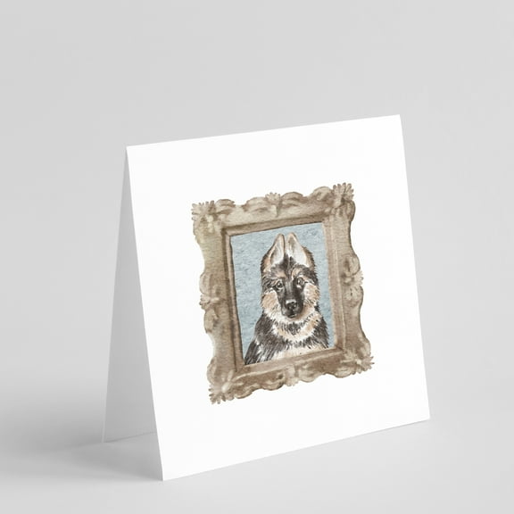German Shepherd Puppy Square Greeting Cards and Envelopes Pack of 8 5 in x 5 in