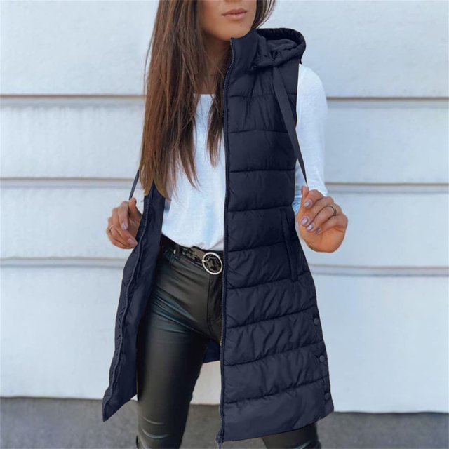 Doudoune Sans Manches pour Femmes, Manteau Chaud Matelassé, Veste à Capuche Automne Hiver