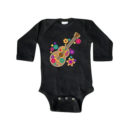 

Inktastic Acoustic Guitar with Colorful Flowers Gift Baby Boy or Baby Girl Long Sleeve Bodysuit