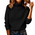 thumbnail image 1 of Comdrip Chandails Confortables pour Femmes Chandails Surdimensionnés Confortables en Tricot Col Rond Automne Chandail Tendance Tenues d'Automne Chandail Col Roulé Femmes, Noir m, 1 of 5