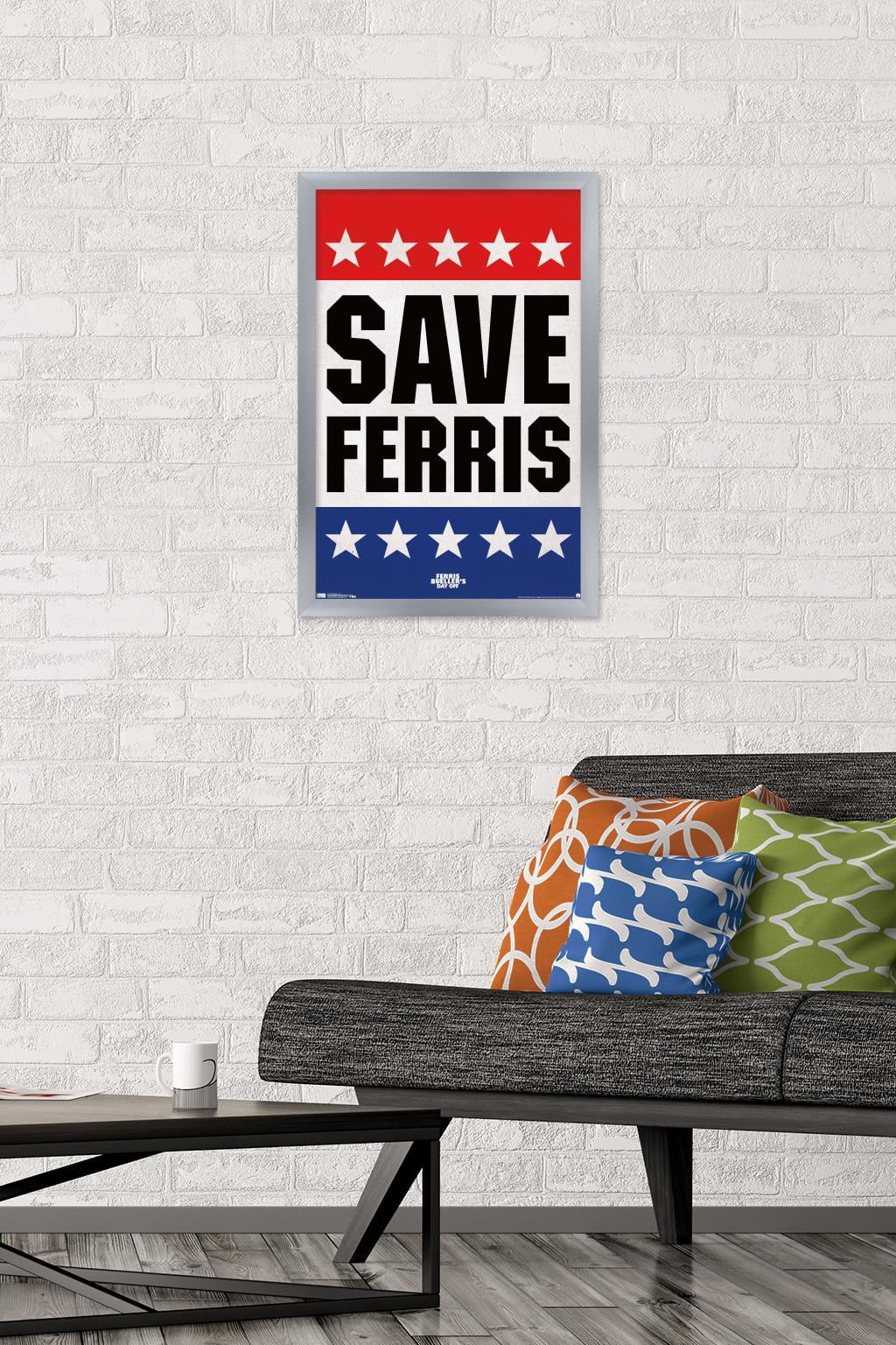 Ferris Bueller's Day Off - Save Ferris Wall Poster, 14.725" x 22.375", Framed