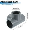 thumbnail image 2 of 11/2" Fittings, 4Pcs 4 Way Elbow Connector Elbow Corner Fitting, Grey, 2 of 7