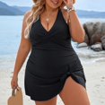 thumbnail image 6 of QHFBli Women Plus Size Swim Dress Swimsuit One Piece Tummy Control Bathing Suits Modest Criss Cross Swim Suits, 6 of 8