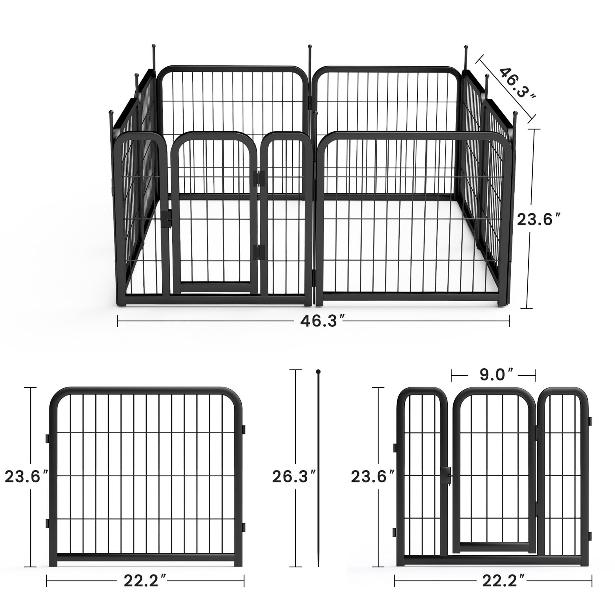 Pefilos Dog Playpen Outdoor, 8 Panel Dog Fence 31" Pet Pen for Puppy, Indoor Pet Exercise Pen for RV Camping Garden Yard, Black