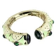 Alamode LO4267-6.25 Women Gold Brass Bangle with Synthetic in Emerald - 6.25 in.