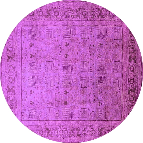 Ahgly Company Indoor Round Oriental Purple Industrial Area Rugs, 7' Round