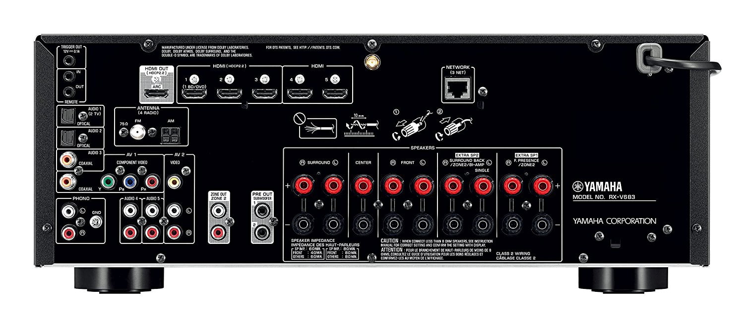 Yamaha 7.2-Channel Wireless Bluetooth 4K Network A/V Wi-Fi Home Theater Receiver + Yamaha High-Performance Natural Surround Sound 2-Way Indoor/Outdoor Weatherproof Speaker System (Set Of 4)