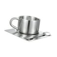thumbnail image 4 of Juego de tazas de café de acero inoxidable, taza de café con platillo, taza de espresso portátil reutilizable, aislada para viajes, oficina, hogar,, 4 of 8