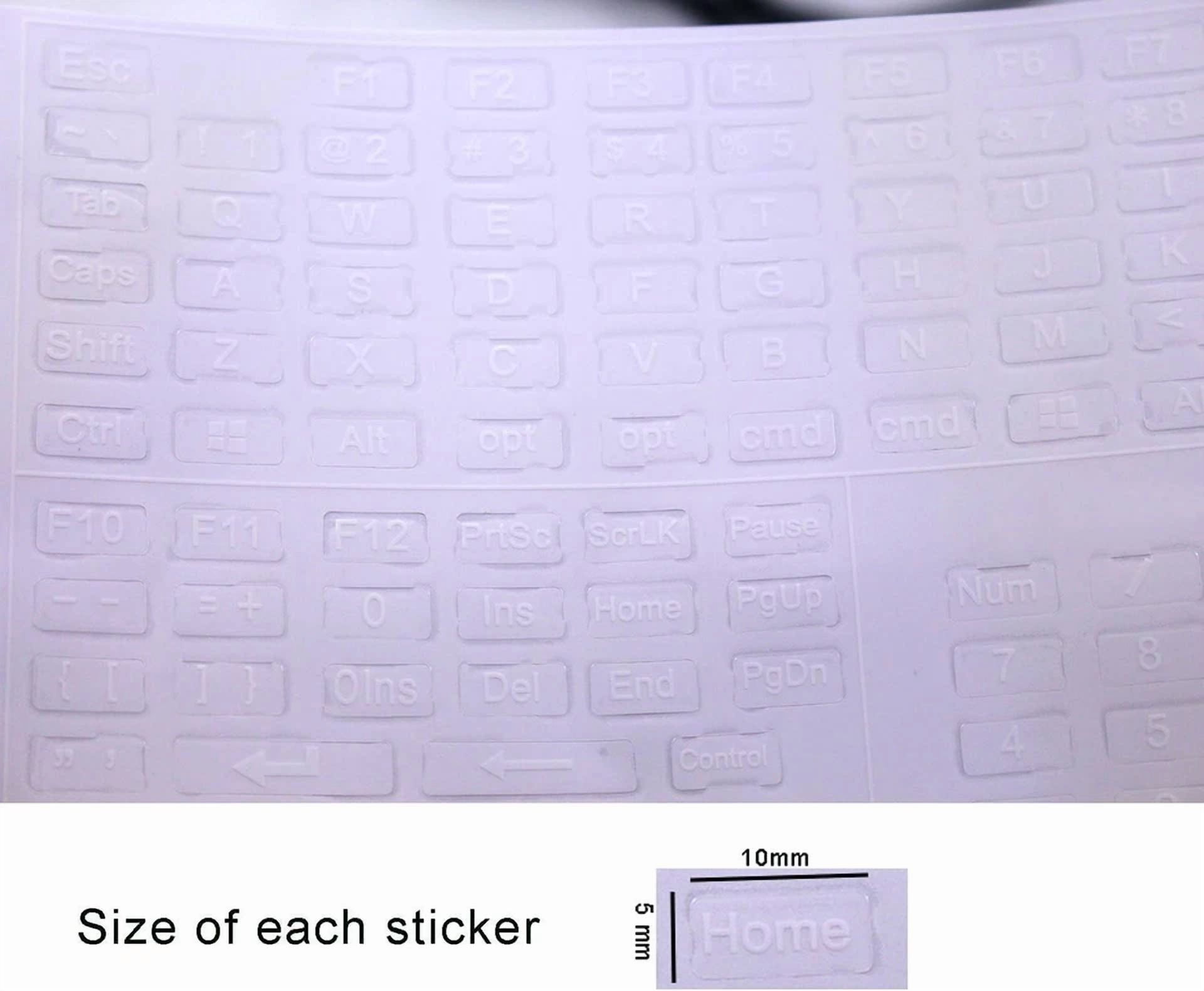 CRESTIN- Transparent Background - Side Sticker, White Lettering - English Full Keyboard