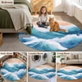thumbnail image 6 of Round Area Rug 4ft,Blue Waves Summer Beach Washable Carpet Non-Slip Runner Accent Rugs Indoor Floor Mat for Bedroom Living Room Decor,Blue Gradient Ocean Spray, 6 of 9