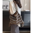thumbnail image 3 of Kukuzhu Knitted Tote Bag Womens Tassel Shoulder Bag Striped Large Hobo Bag Purses Reusable Shopping Bags Handbags for Women, 3 of 5