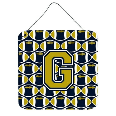 Carolines Treasures CJ1074-GDS66 Letter G Football Blue and Gold Wall or Door Hanging Prints 6HX6W multicolor