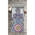 thumbnail image 3 of Ambesonne Hamsa Quilted Bedspread Set 2 Pcs, Spring Bloom Style Doodle, Twin Size, Blue Pink Green, 3 of 3