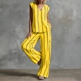 thumbnail image 5 of Levmjia Women Sets 2 Piece Outfits V Neck Sleeveless Striped Top High Waist Wide Leg Pants Pocket Set Summer Fashion Casual Loose Comfortable Travel Vacation Beachwear, 5 of 6