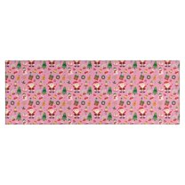 Pink Christmas Santa and Tree Pattern Kitchen Rug Mat,Kitchen Runner Rugs Non Skid Washable,Decorative Kitchen Floor Mats for Kitchen,Sink,Laundry,17"X47"