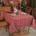 thumbnail image 2 of SASTYBALE Vinyl Christmas Tablecloth Rectangle Flannel Backing, Vintage Holly & Berry Print Waterproof & Heavy Plastic Table Cover for Dining, Party, Farmhouse Decorations, 2 of 7