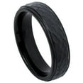 thumbnail image 1 of Custom Personalized Engraving Wedding Band Ring Set for Him & Her - 6mm Black IP Plated Shiny Grooved Center Brushed Beveled Edge, 1 of 6