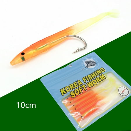 Cieatiam Sea fishing Luya bait with hook eel 10cm/2.5G T tail soft bait soft insect bait bionic bait