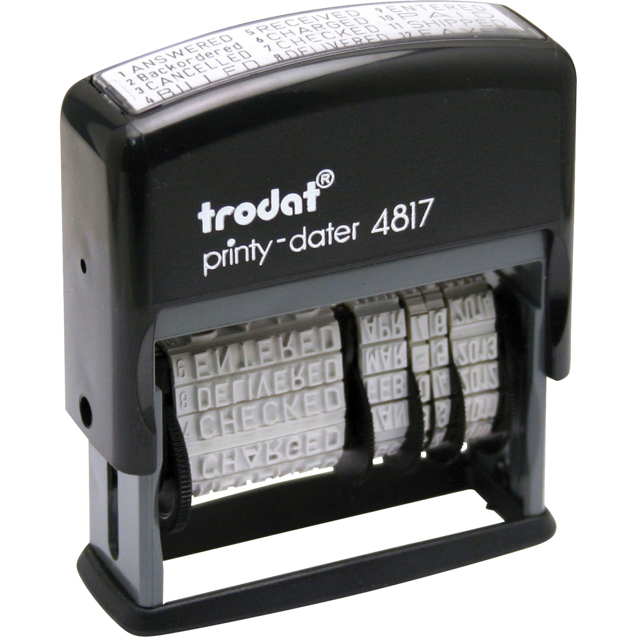 Compact Size Black Ink Entered ExcelMark Self-Inking Rubber Date Stamp 