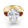 thumbnail image 2 of Gem Stone King 18K Yellow Gold Plated Silver Red Garnet Ring Set with Moissanite (10.25 Cttw) (Size 8), 2 of 5