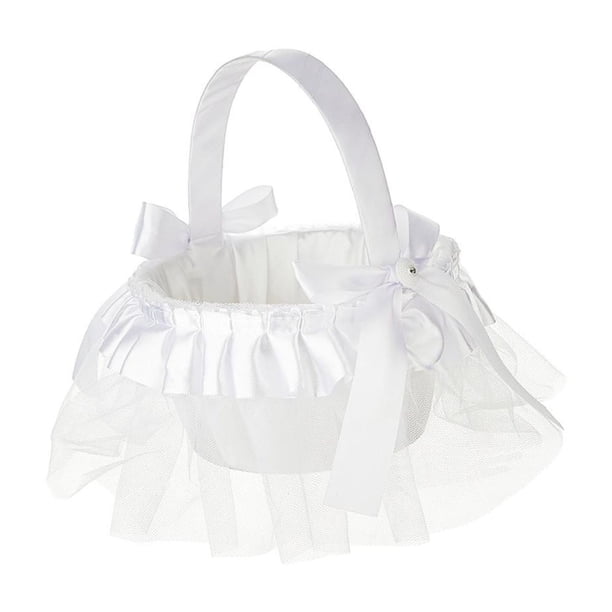 Cesta de flores para boda, cesta para niña de , cesta de almacenamiento con asa, accesorio nupcial para ocasiones especiales, celebraciones,