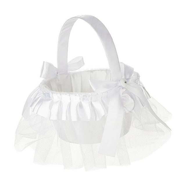 Cesta de boda, cesta de flores para niña, cesta de almacenamiento ligera decorada con lazos, accesorio decorativo de boda para tiendas, patio y