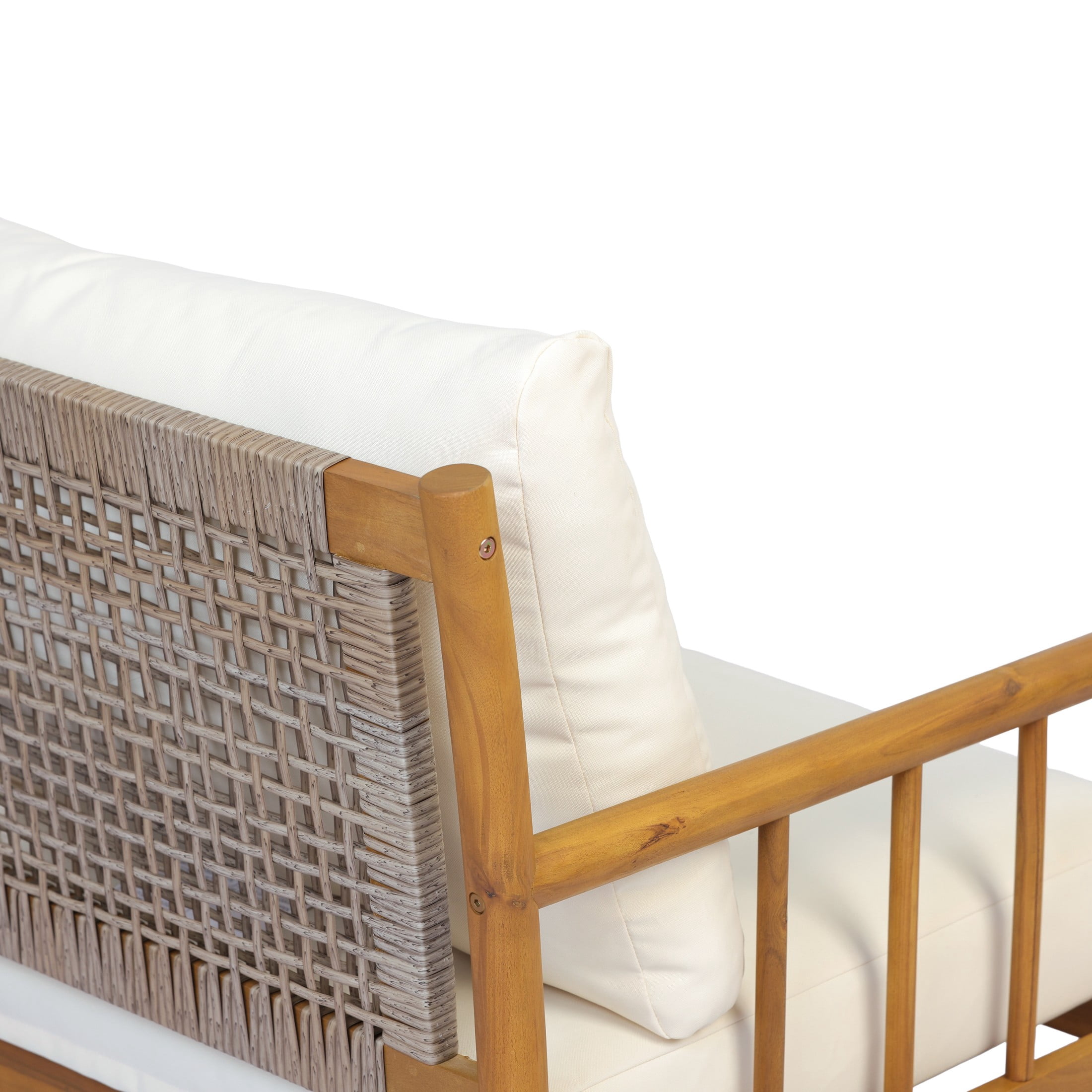 Christopher Knight Home 2-Piece Outdoor Patio Set, Acacia Wood Loveseat and Coffee Table, Teak+Beige