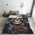 thumbnail image 5 of Sikiie Vintage Leaf Flower Skull Ultra-Soft Micro flannel Blanket Luxury All Seasons Warm Blanket for Bedding Sofa and Travel (4 sizes)-80"x60", 5 of 7