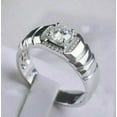 thumbnail image 4 of 2Ct Round Simulated Diamond Engagement Men's Ring 14K White Gold Plated Silver, 4 of 4